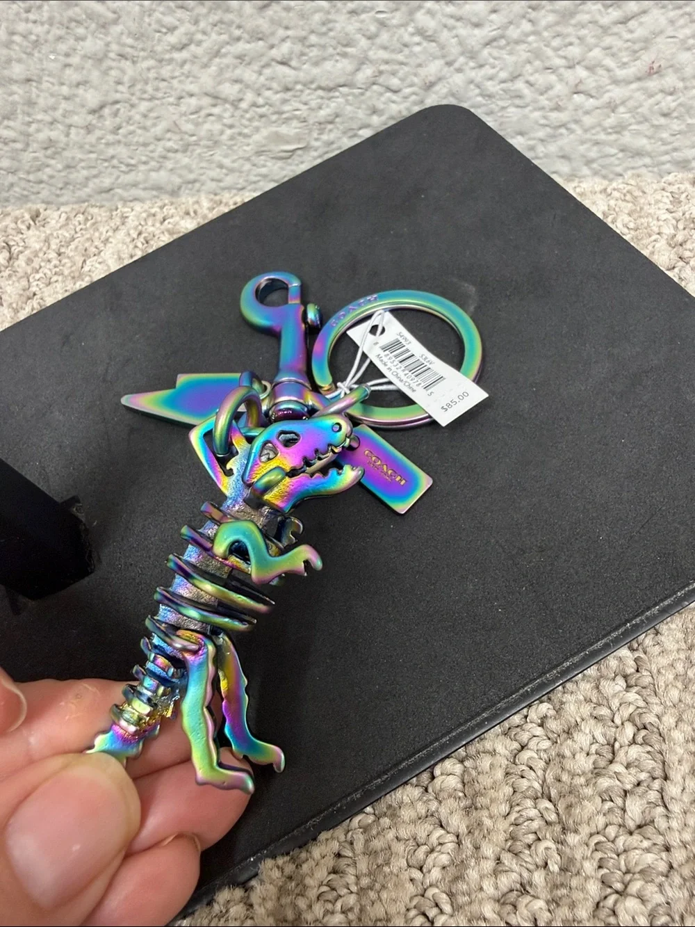 Coach Iridescent Rexy Rainbow Skeleton Keyring Charm